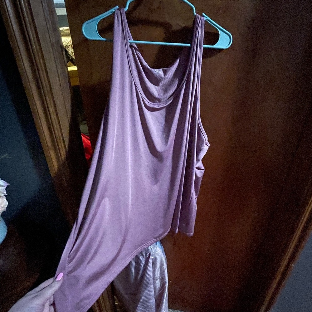 Adrienne Vittadini Sport Textured Mauve Top with Split Back